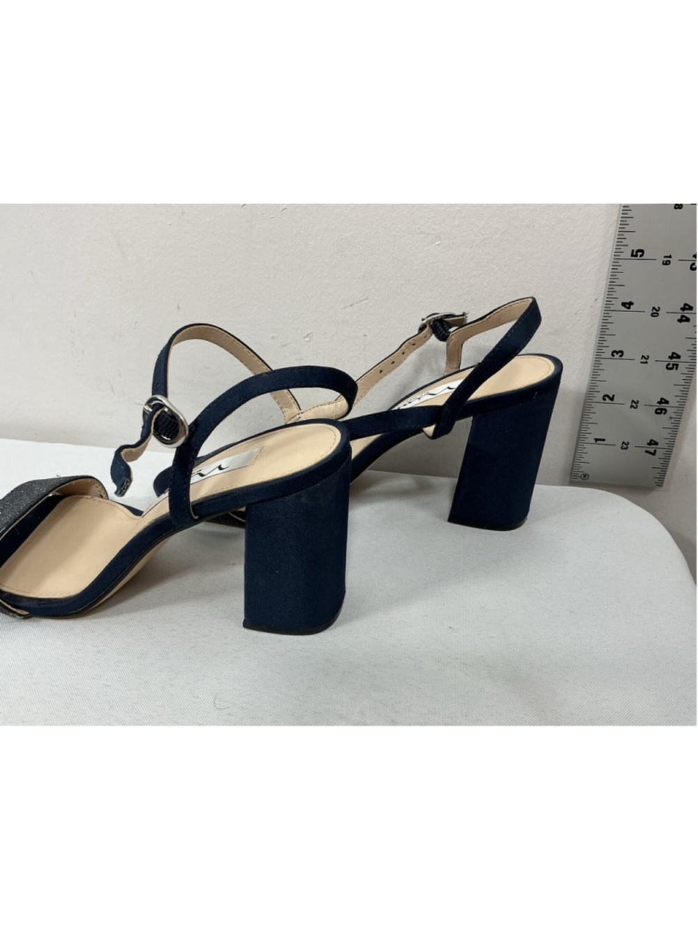 Womans Excellent Condition Nina Haven Dress Sandals 6.5 M Navy Glitter - Picture 3 of 7